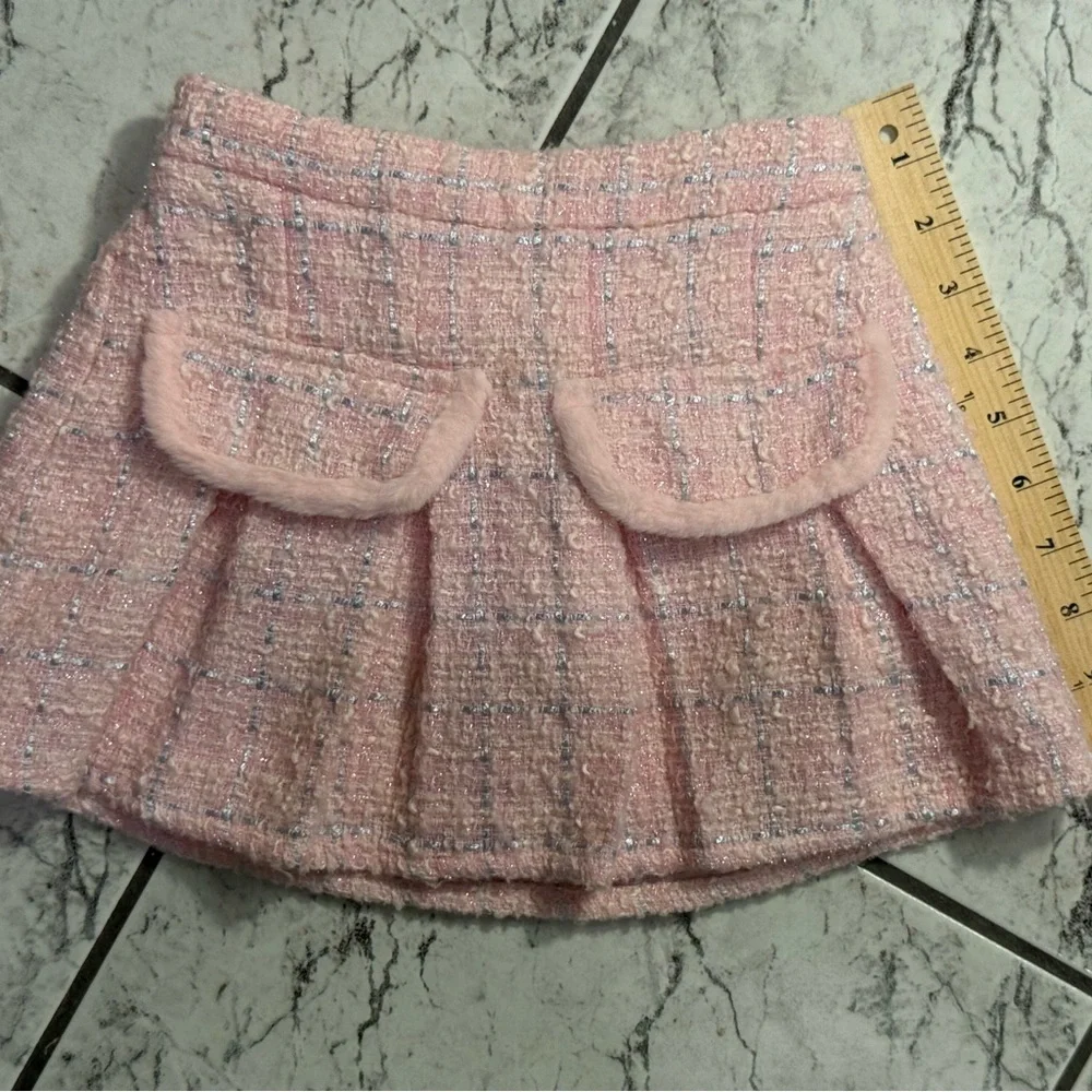 Doe a Dear Pink Tweed‎ Skirt with Pockets | Girls Size 5 - Picture 2 of 6